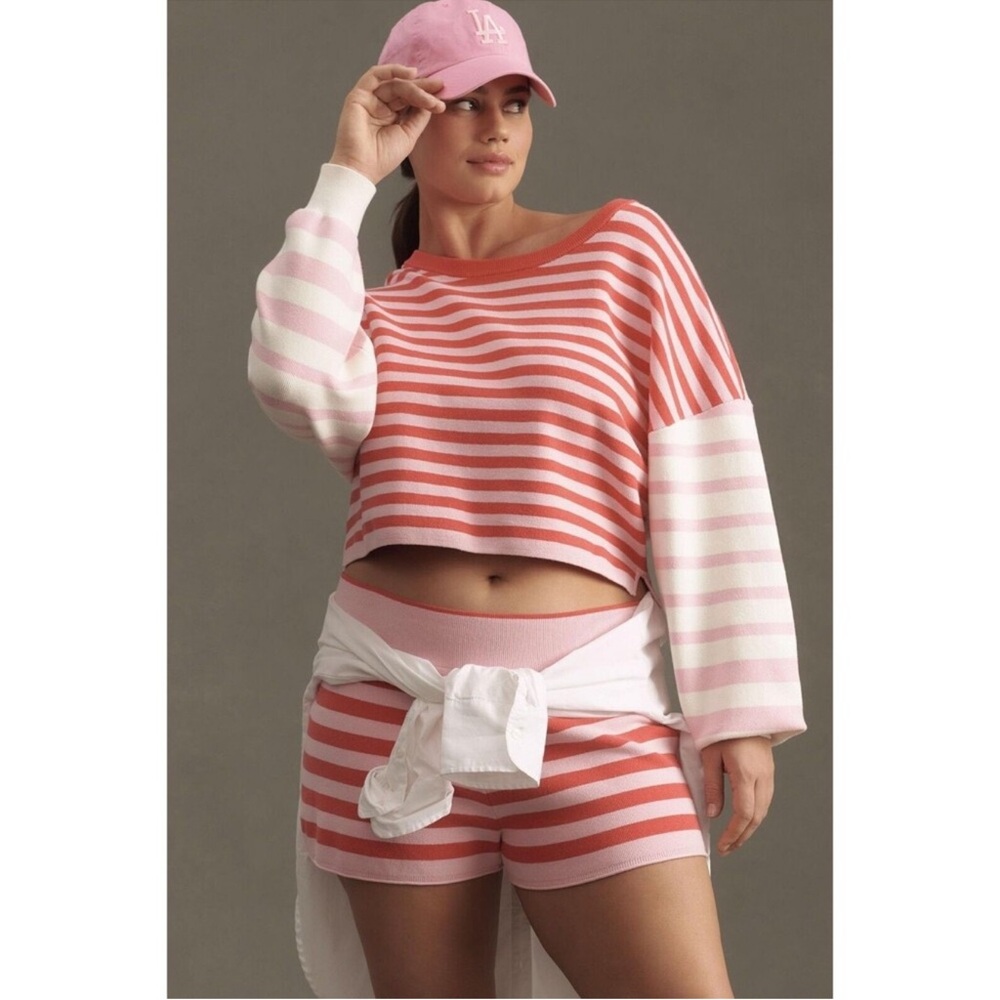 Anthropologie Pink and Red Sweater Set